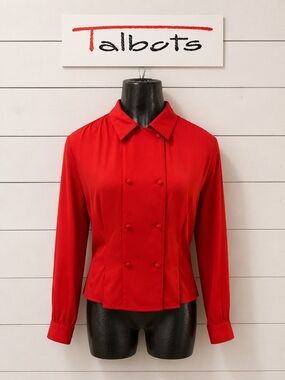 TALBOTS Vintage Red Button-Detail Blouse – Size 6